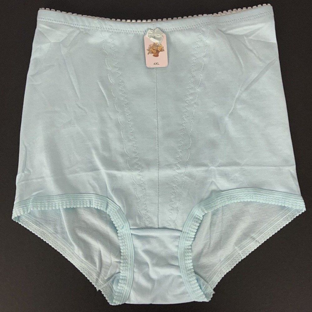 WO Girdle Panty Womens Plus Size 4XL Light Blue Knit High Waist Tummy Control